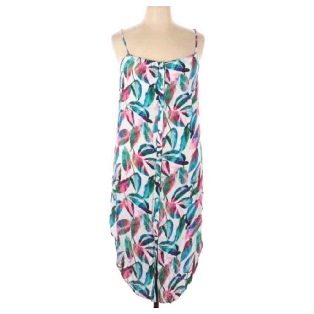Onia Flora Colorful Palm Leave Button Down Cover-Up NEW XL beach coastal